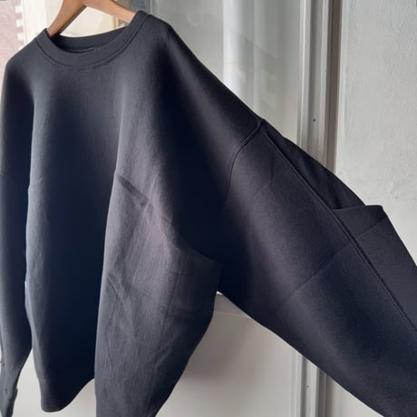 ssstein　  COTTON DOUBLE KNIT TUCKED CREW NECK LS