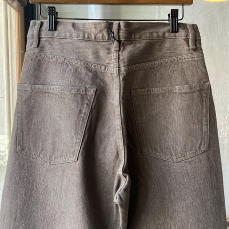 AURALEE 　HARD TWIST BROWN DENIM WIDE PANTS