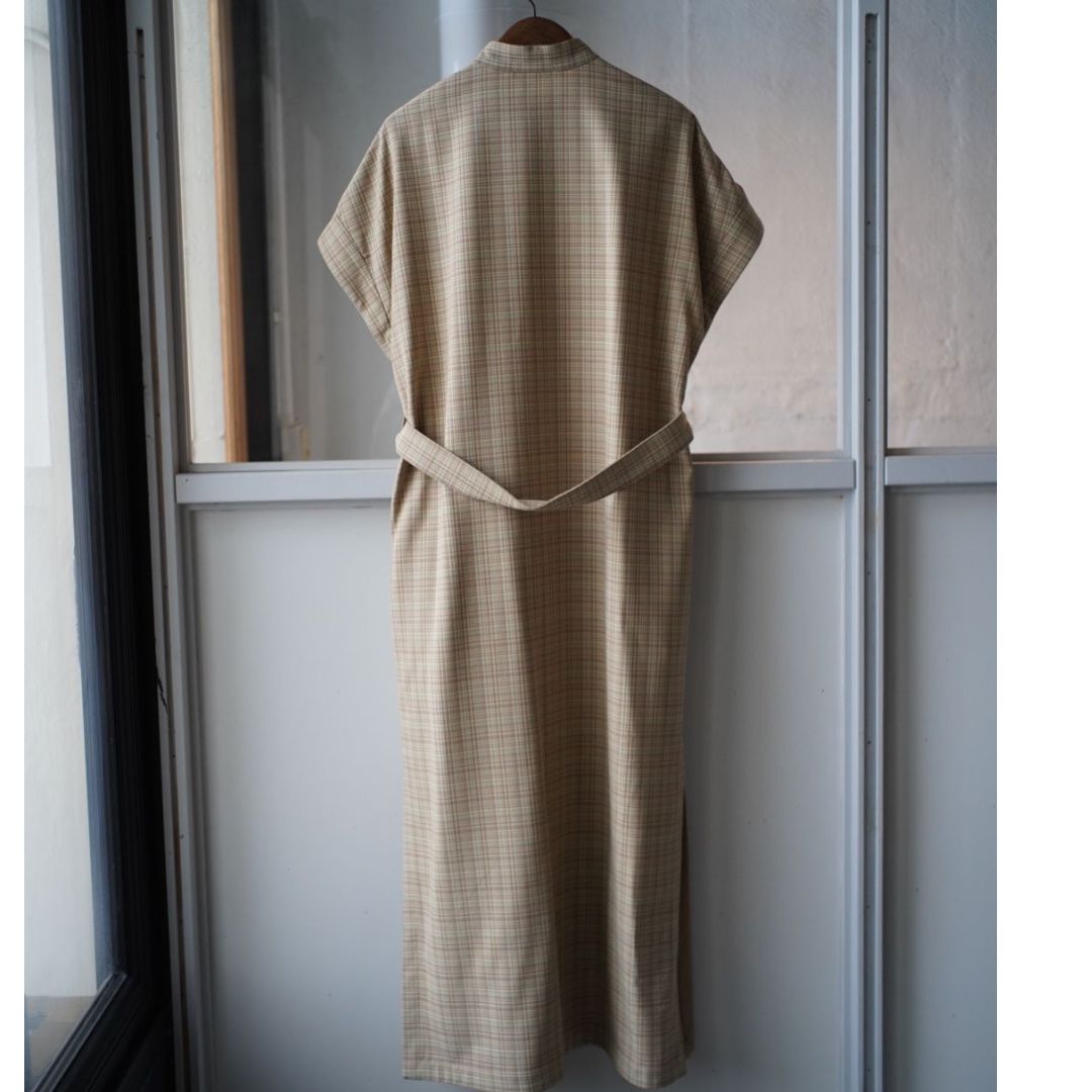 AURALEE HARD TWIST WOOL DOUBLE FACE CHECK SLEEV