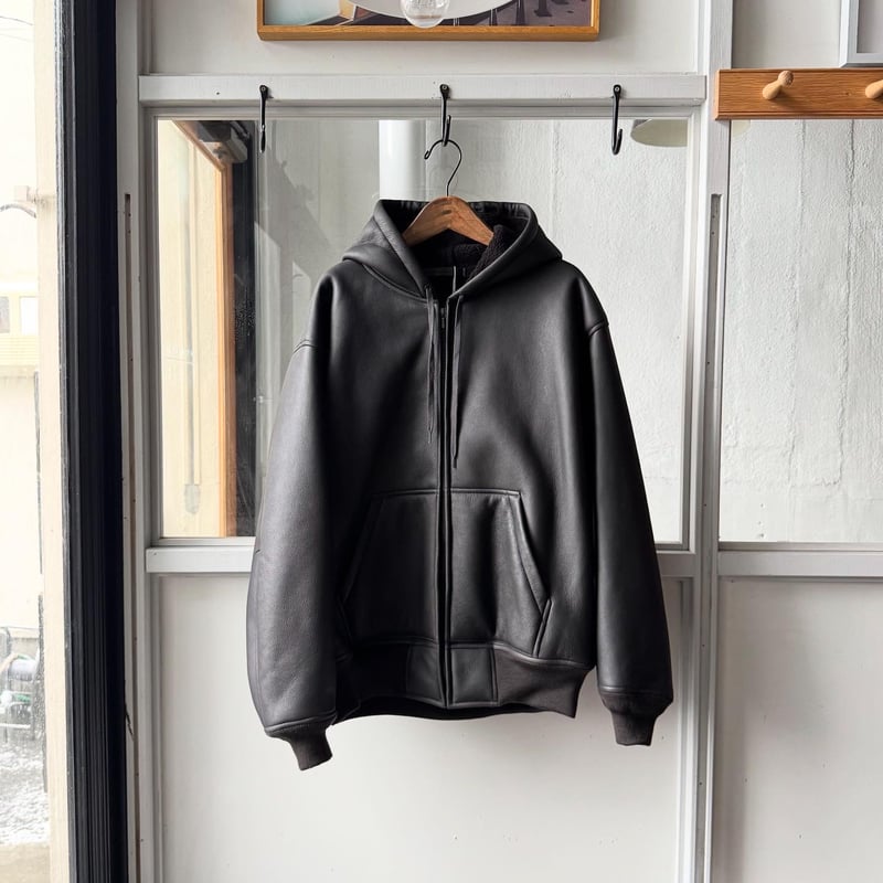 Suburbia シープスキン レザー パーカー ジップ プルオーバー Suburbia シープスキン レザー パーカー ジップ プルオーバー