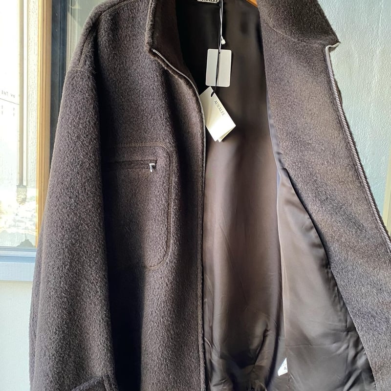 AURALEE BRUSHED SURI ALPACA MOHAIR JAQUARD ZIP