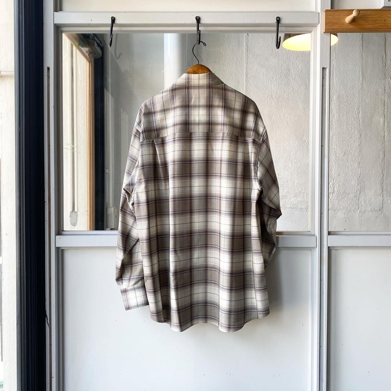 AURALEE SUPER LIGHT WOOL CHECK SHIRTS | Less