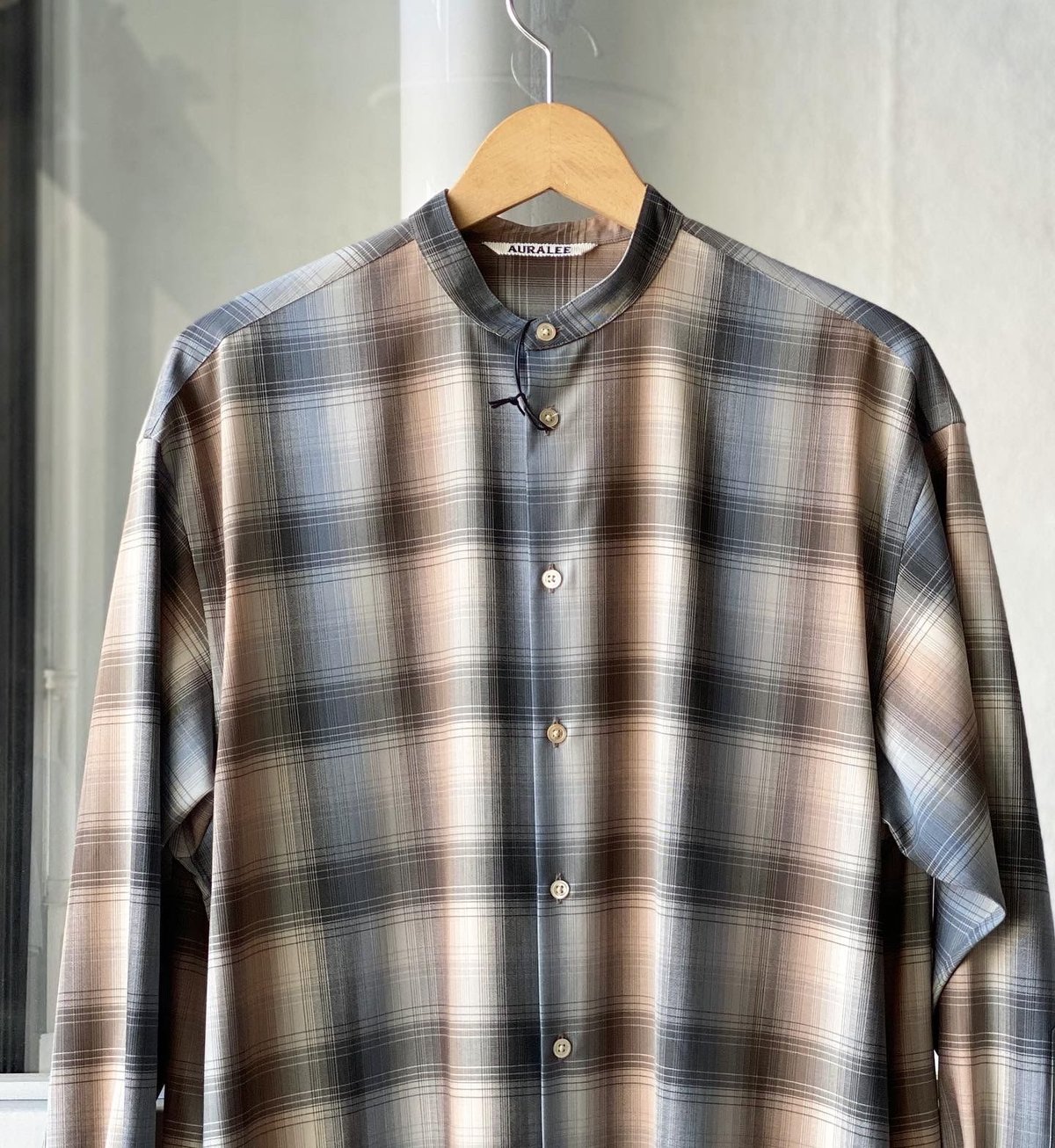 AURALEE SUPER LIGHT WOOL CHECK MAXI ONE-PIECE