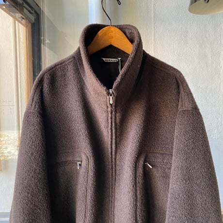 AURALEE 　BRUSHED SURI ALPACA MOHAIR JAQUARD ZIP BLOUSON