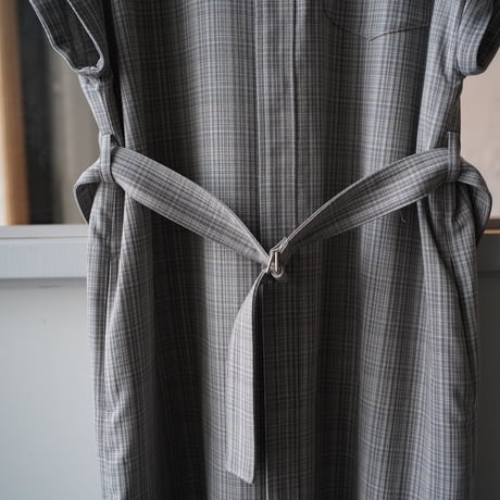 AURALEE HARD TWIST WOOL DOUBLE FACE CHECK SLEEVELESS ONE-PIECE (Womens)