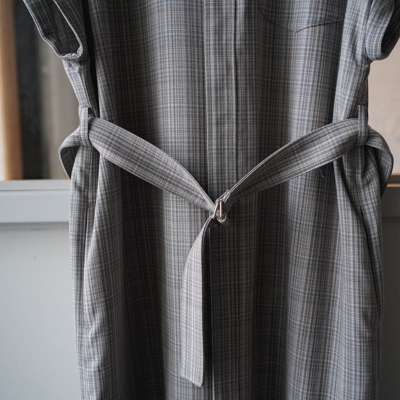 AURALEE HARD TWIST WOOL DOUBLE FACE CHECK SLEEV