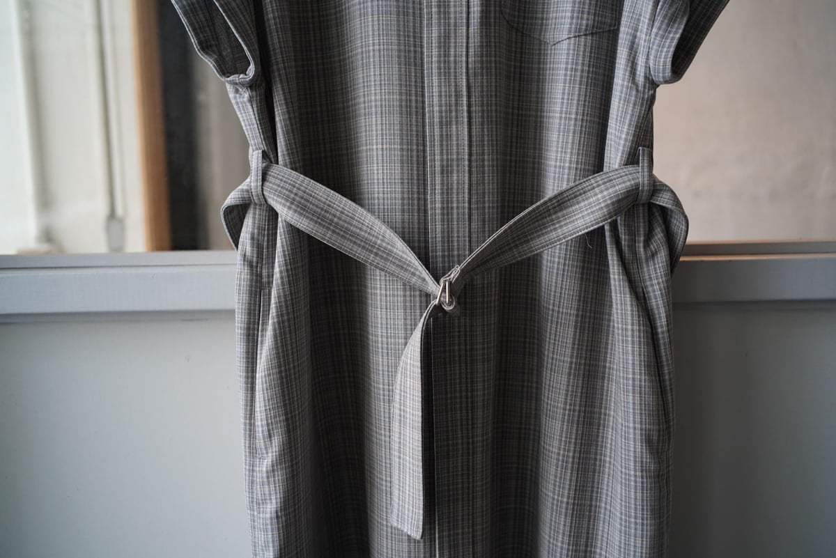 AURALEE HARD TWIST WOOL DOUBLE FACE CHECK SLEEV