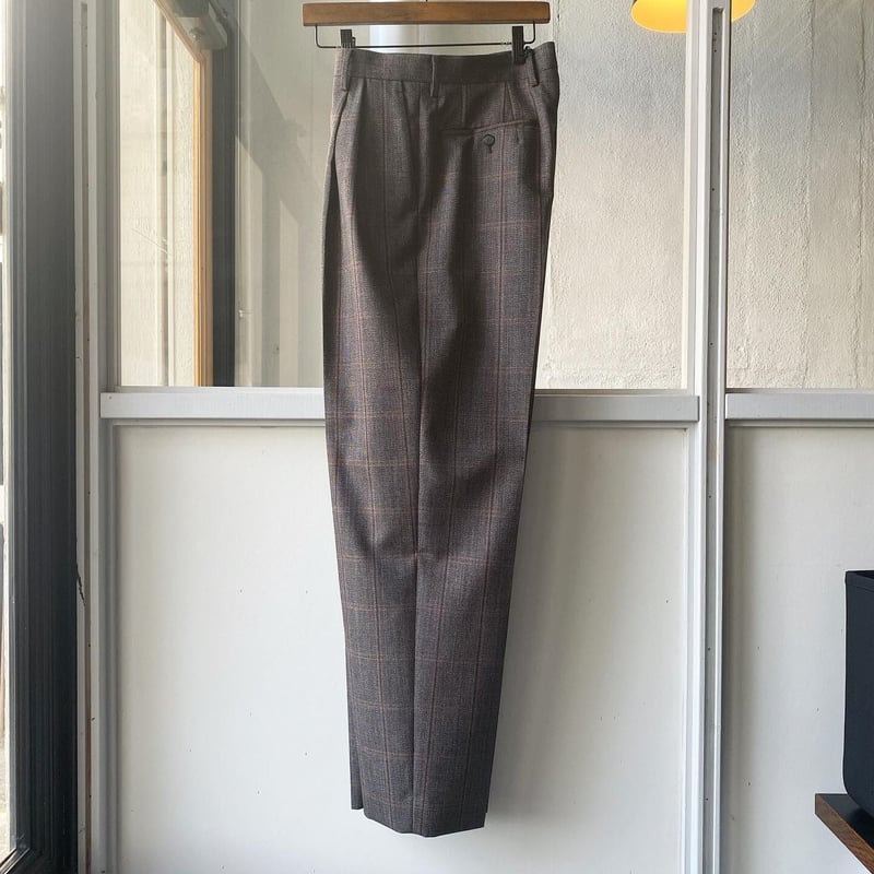 AURALEE BLUEFACED WOOL CHECK WIDE SLACKS A2...