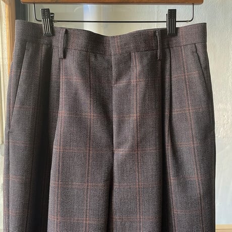 AURALEE  BLUEFACED WOOL CHECK WIDE SLACKS    A21AP02CB (mens)