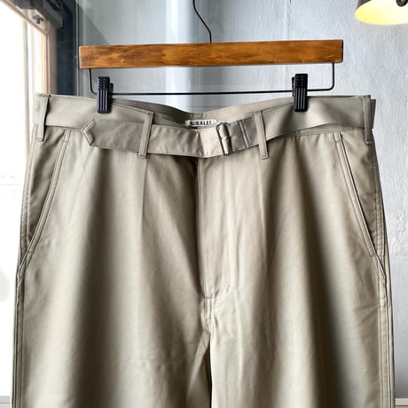 AURALEE　WASHED FINX SILK CHAMBRAY BELTED PANTS