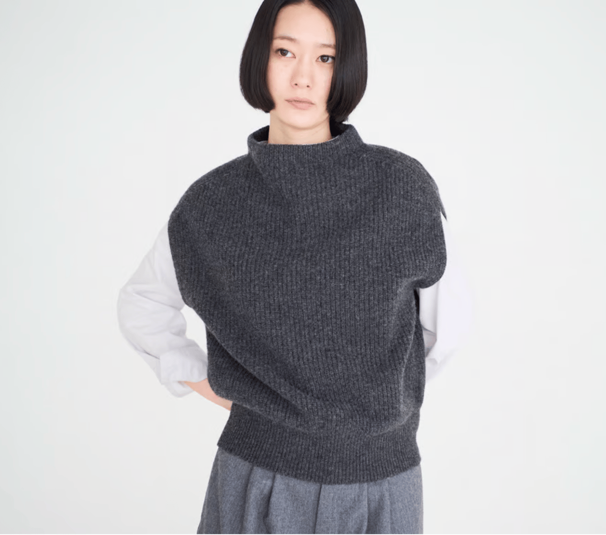 fruits of life ホールガーメントリブベスト / 灰色(チャコールグレー