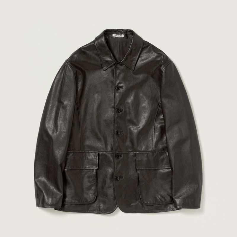 AURALEE TEXTURED LAMB LEATHER BLOUSON | Less H