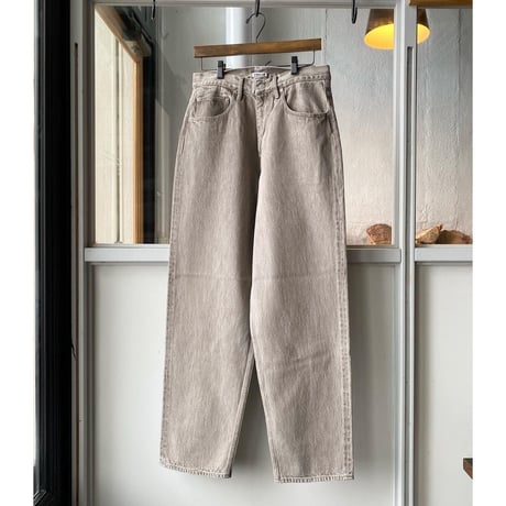 AURALEE  HARD TWIST FADED BROWN DENIM WIDE PANTS