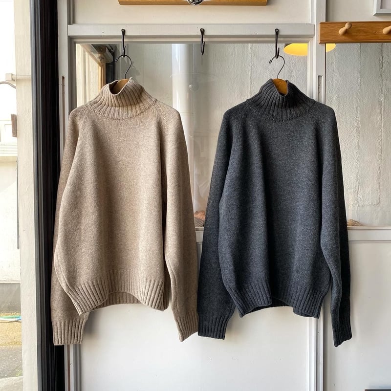 stein EX FINE LAMBS LOOSE HIGH NECK KNIT L