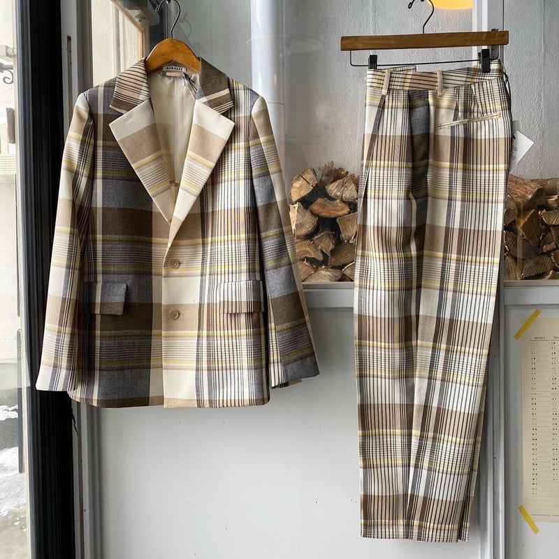 パンツ AURALEE HARD TWIST WOOL CHECK SLACKS HARD TWIST WOOL DOUBLE FACE CHECK SLACKS (A20SP02WC