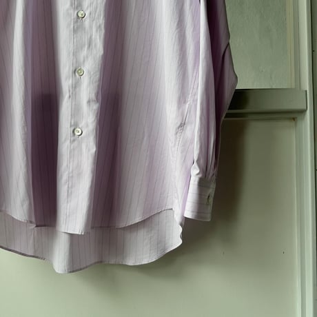 AURALEE　SUVIN HIGH COUNT CLOTH STRIPE STAND COLLAR SHIRT