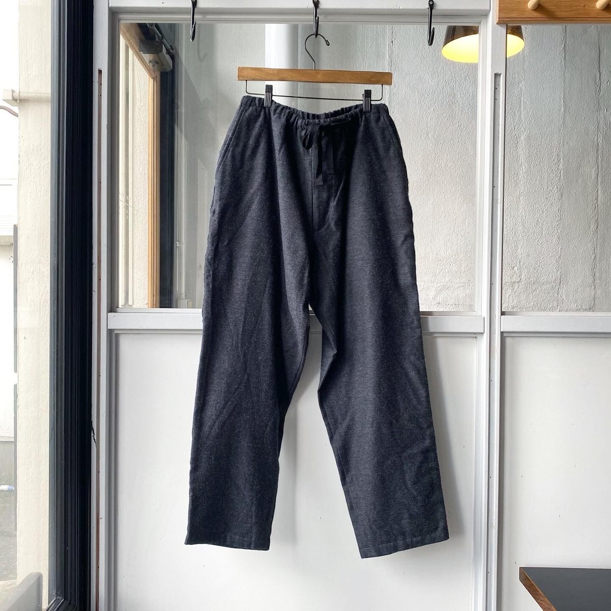 comoli 22aw カシミヤシルク ドローストリングパンツ COMOLI カシミヤ シルク ドローストリングパンツ, Charcoal