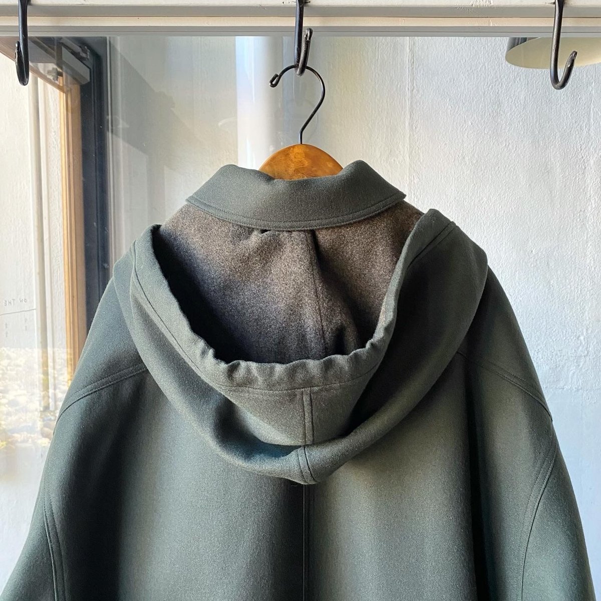 AURALEE HEAVY MELTON HOODED COAT サイズ3 Auralee Brushed Alpaca Wool Melton Hooded Coat Dark Olive