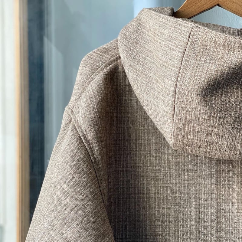 AURALEE BLUEFACED WOOL DOUBLE CLOTH ZIP HOODI