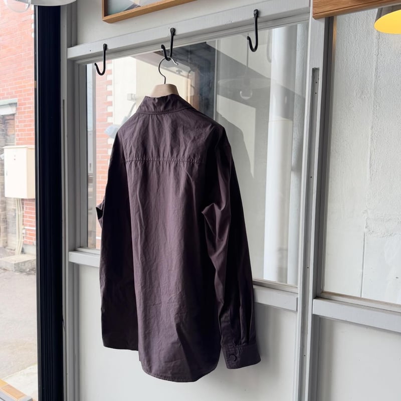 【26SS新品】AURALEE シャトルウェザーシャツ ダークブラウン 4 AURALEE GARMENT-DYED FINX SHUTTLE WEATHER SHIRT
