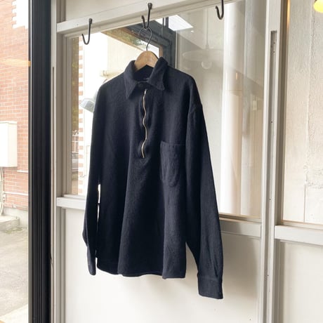 COMOLI　縮絨ウール ハーフジップシャツ