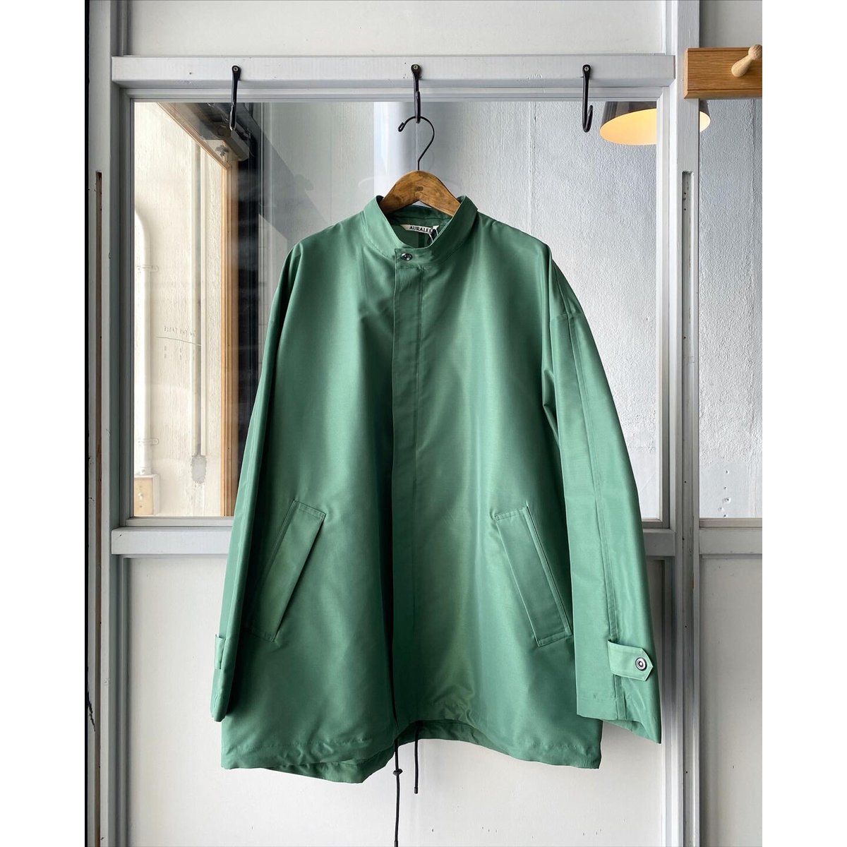 AURALEE SILK POLYESTER GROSGRAIN HOODED BLOUS AURALEE SILK POLYESTER GROSGRAIN HOODED BLOUS