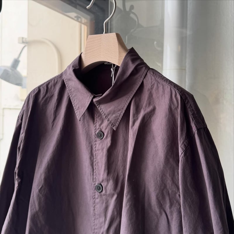 AURALEE GARMENT-DYED FINX SHUTTLE WEATHER SHIRT