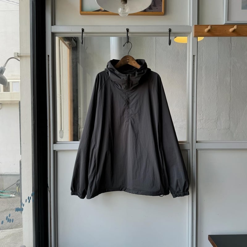 HTH ナイロンプルオーバー two point nylon pullover over size half zip nylon po / black | wee9s | ウィークス