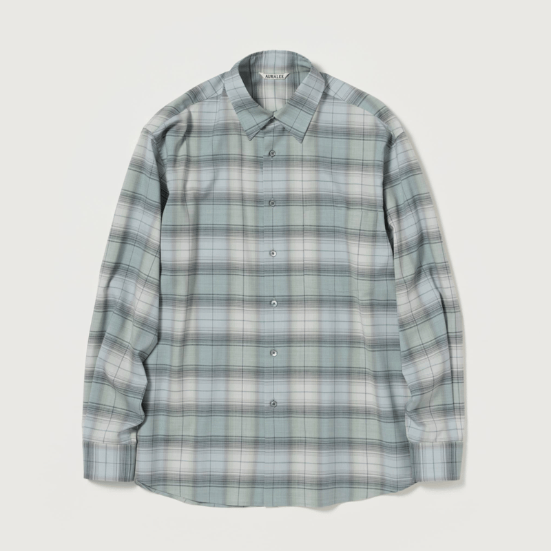 AURALEE SUPER LIGHT WOOL CHECK SHIRT | Less Hi AURALEE SUPER LIGHT WOOL CHECK SHIRT | Less Hi