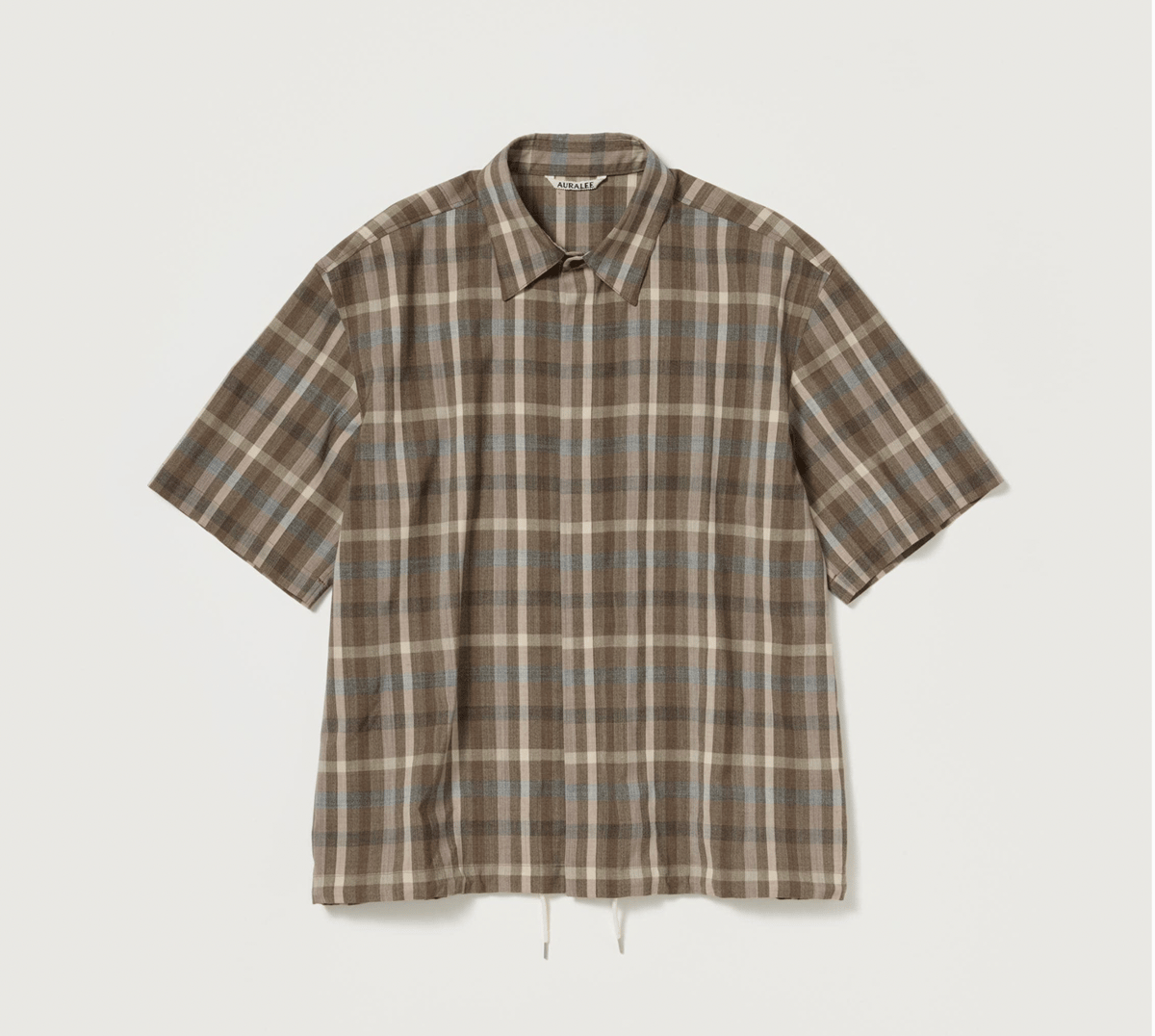 AURALEE SUPER FINE TROPICAL WOOL CHECK HALF-SLE