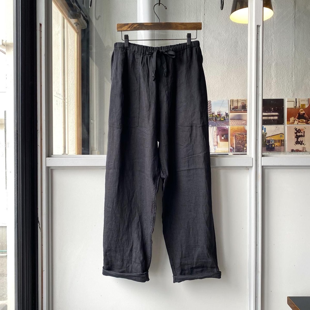 COMOLI 22ss リネン Wクロス ドローストリングパンツ HERILL