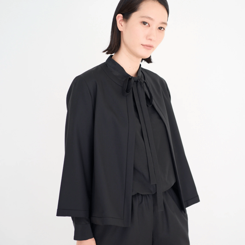 fruits of life フルーツオブライフ　コットンシルク　ブラウス　黒 fruits of life コットンシルクボウブラウス / 黒色(ブラック