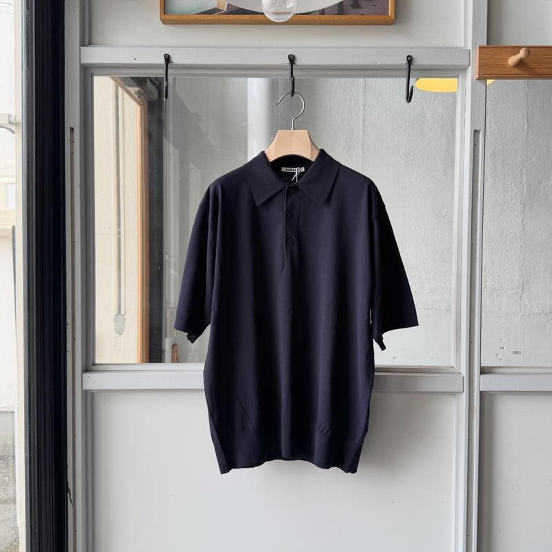 AURALEE GIZA HIGH GAUGE KNIT POLO | Less Higas