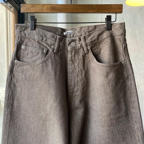 AURALEE 　HARD TWIST BROWN DENIM WIDE PANTS