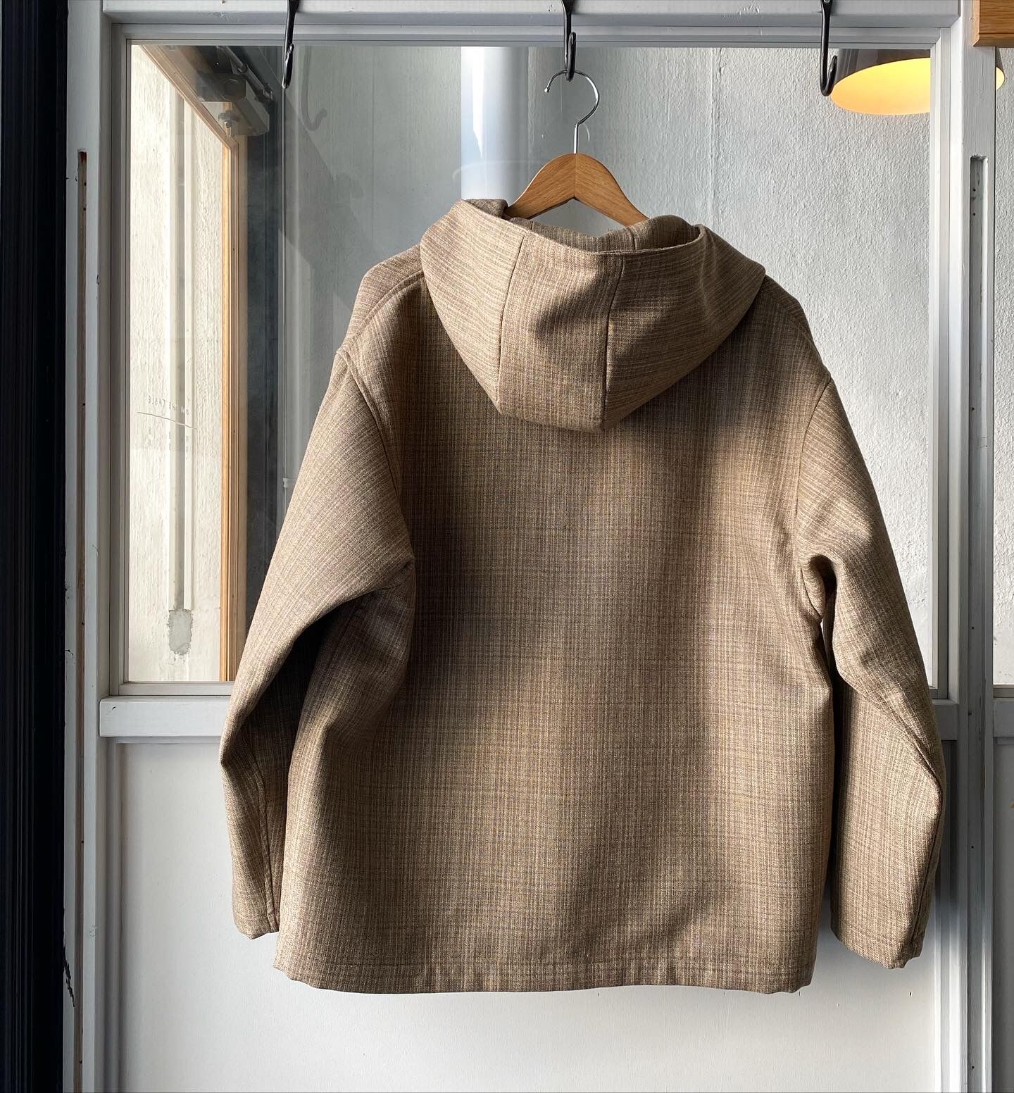 AURALEE BLUEFACED WOOL DOUBLE CLOTH ZIP HOODI