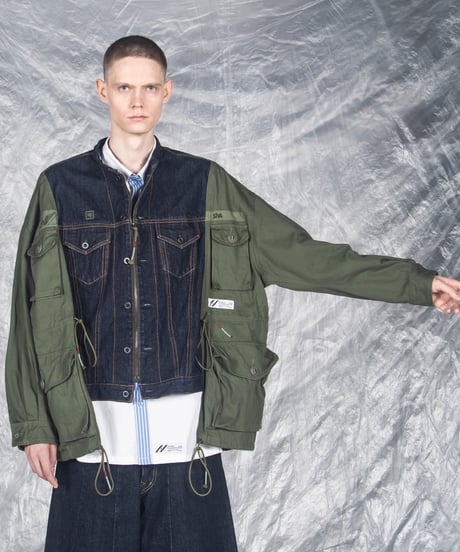 aka: DENIM GS-MK2 COMBAT OVERSIZED JACKET / col: INDIGOxBLACK