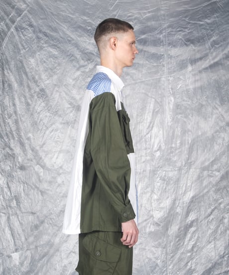 aka: PASTED SOLDIER95 BUTTONDOWN OVERSIZED SHIRTS / col: BLACK_base