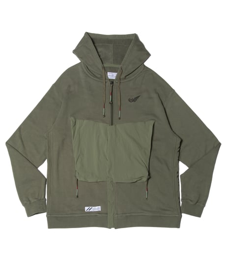 aka: LOWCHEST-PKT ZIP JOGGER LOOSE-FIT HOODIE / col: KHAKI