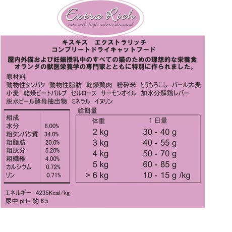 【2027.02.24期限】名前の通り、皮膚被毛がつややかに　体もリッチに　KISKIS エキストラリッチ 500g