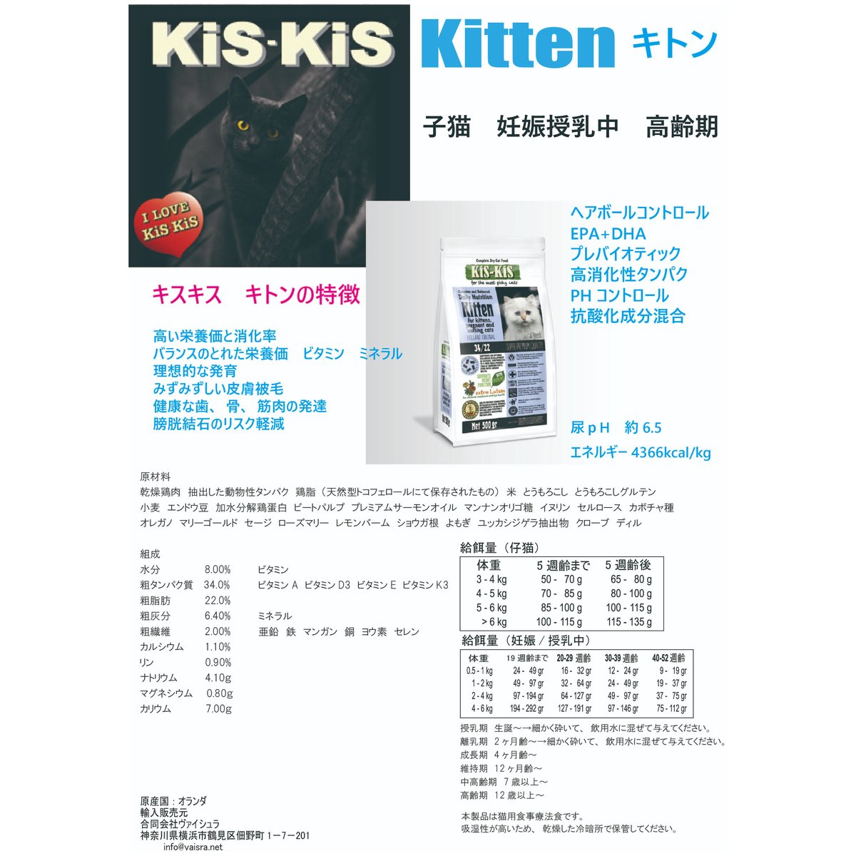 KISKIS キトン ～子猫から妊娠授乳中の愛猫、高カロリー＆高消化
