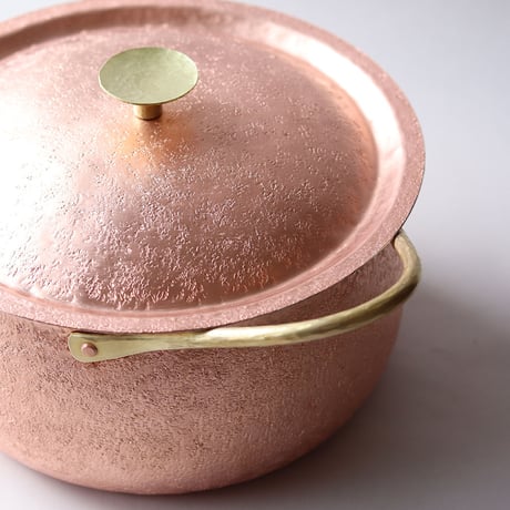 鎚目模様の純銅鍛金　両手鍋20cm＜受注生産＞