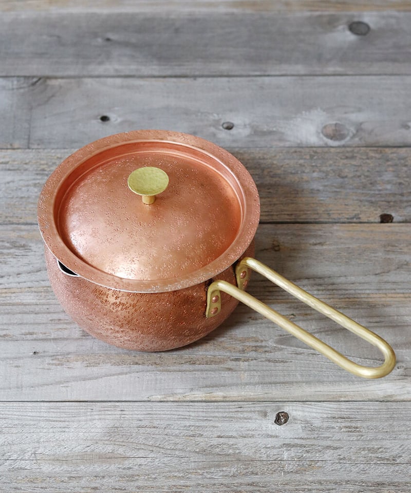 wato まあるいミルクパン［蓋付］銅製 片手鍋 使用感あり