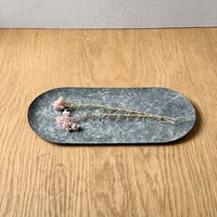 鎚目模様の緑青キャッシュトレー（楕円形）