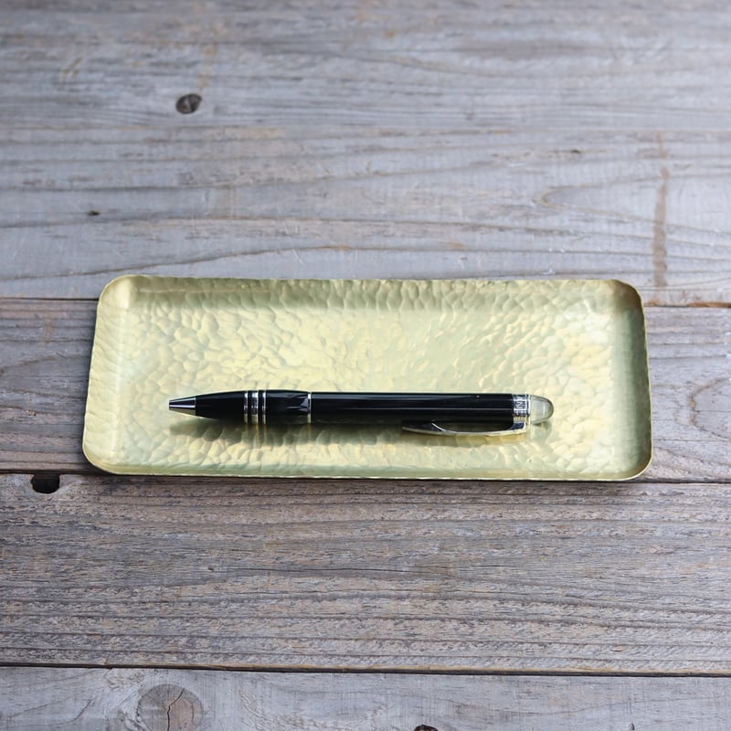 鎚目模様の長方形キャッシュトレー 真鍮／黒染／錫めっき | WATO