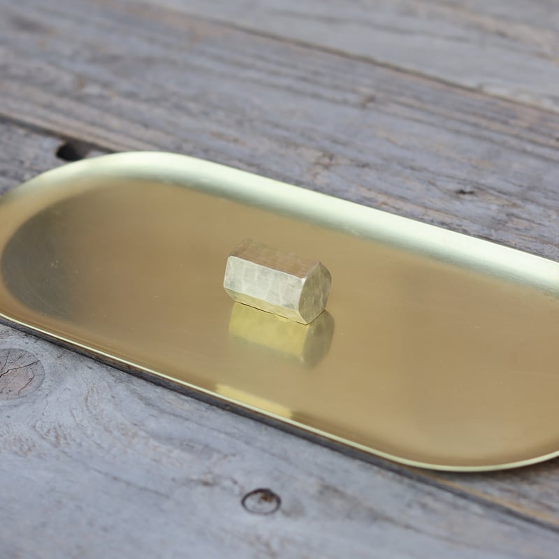 銅製 菓子入れセット 楕円形トレイ付き プレーン仕上げのキャッシュトレー（楕円形） | WATO