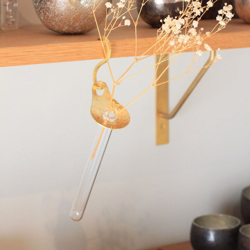 フラワースプーン ] 壁掛け花器 真鍮・黒染・錫銀・銅素地 | WATO