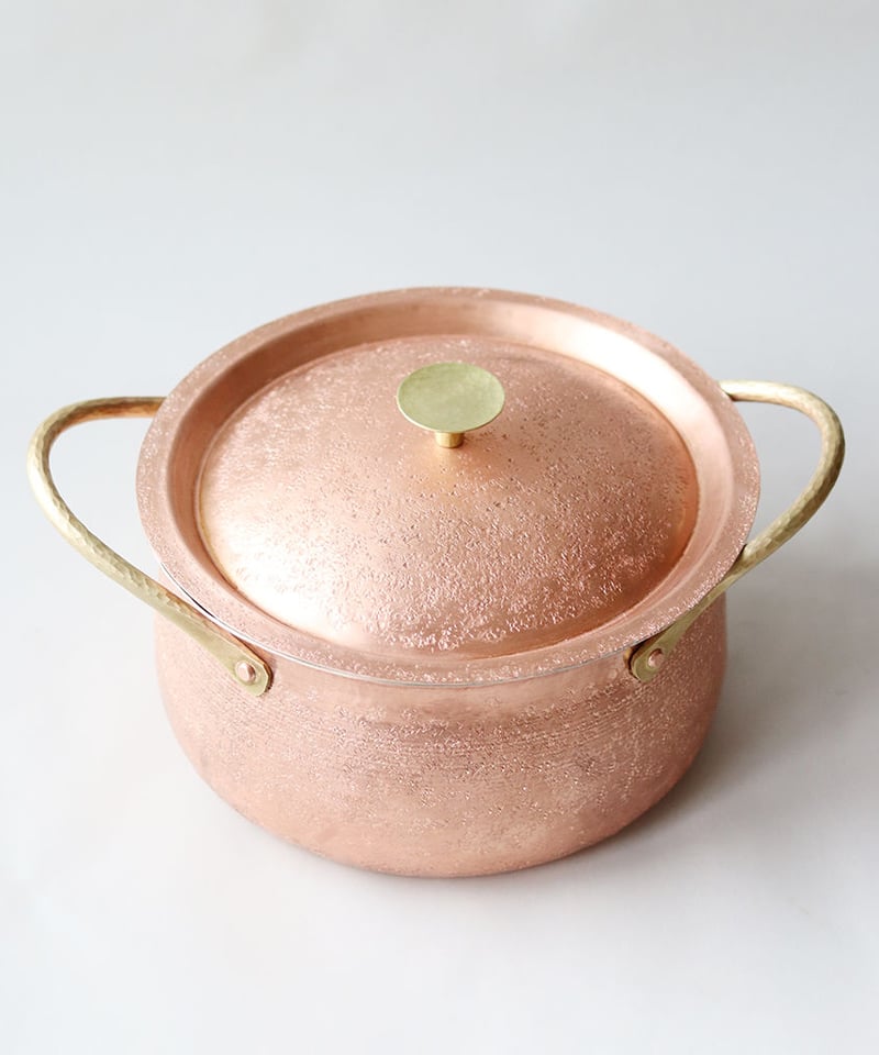 クニ様専用 未使用*純銅 槌目 両手鍋*木の取っ手 銅