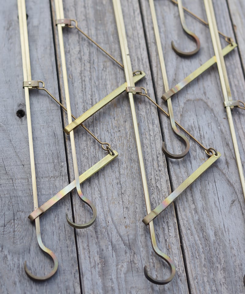 昭和レトロ 囲炉裏の自在鉤 真鍮製 昭和35年以前