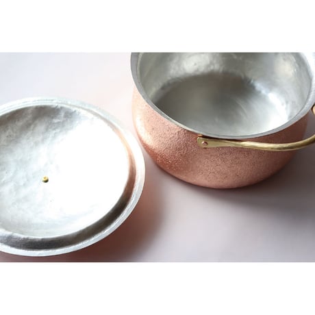 鎚目模様の純銅鍛金　両手鍋20cm＜受注生産＞