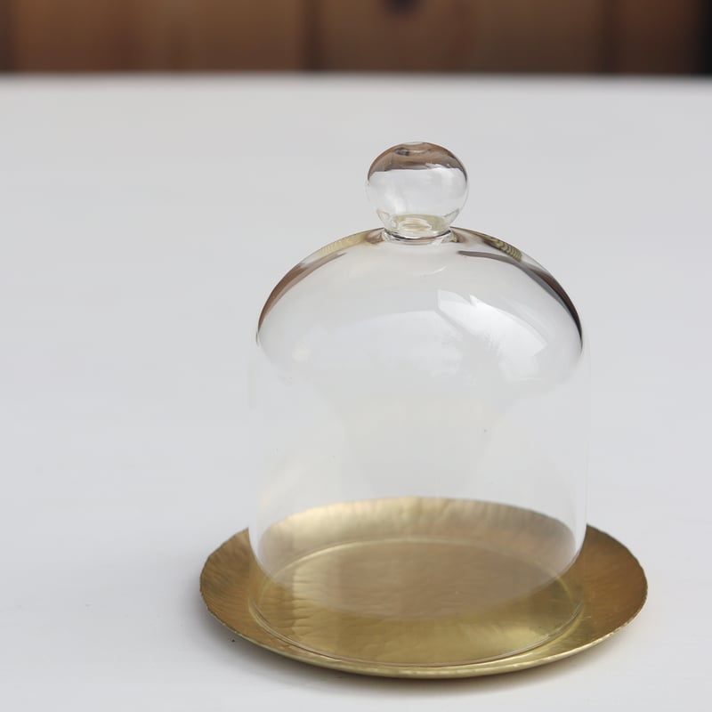 真鍮トレーとガラスドームS1 ［ プレーン／鎚目模様 ］ | WATO